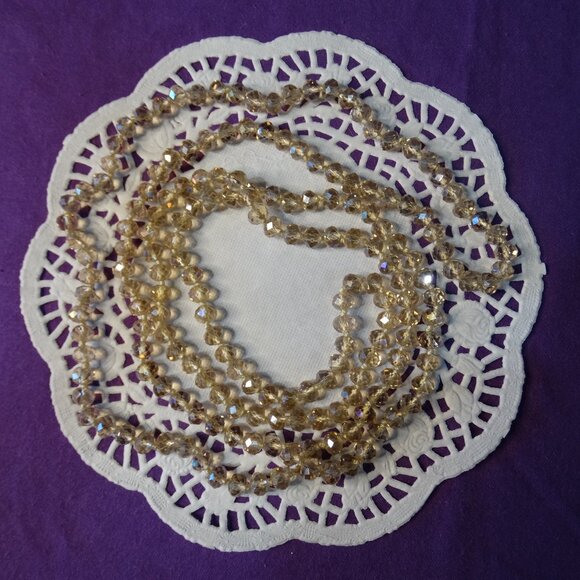 Light Pink Faceted Glass Bead Light Pink Knotted 56" Strand Necklace - Picture 2 of 3